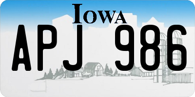 IA license plate APJ986