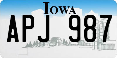IA license plate APJ987