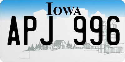 IA license plate APJ996
