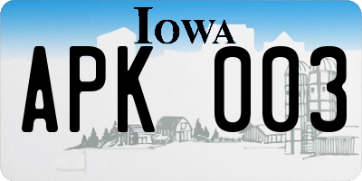 IA license plate APK003
