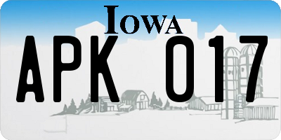 IA license plate APK017