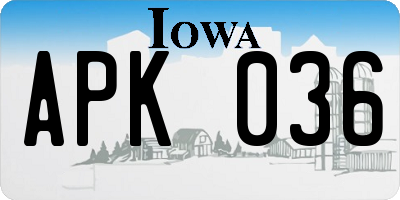 IA license plate APK036