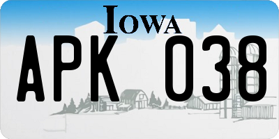 IA license plate APK038