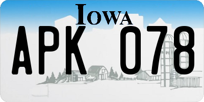 IA license plate APK078