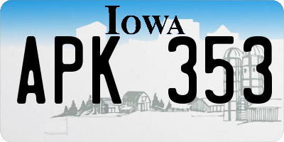 IA license plate APK353