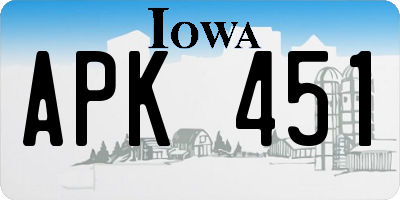 IA license plate APK451