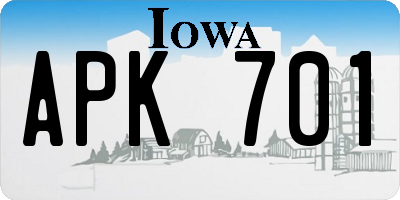 IA license plate APK701