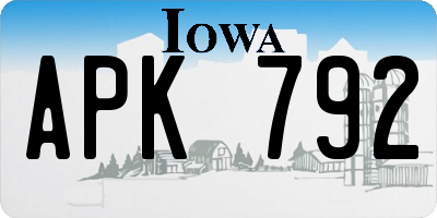IA license plate APK792