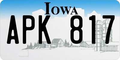 IA license plate APK817