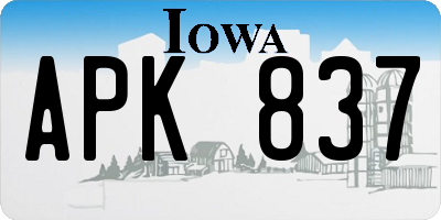 IA license plate APK837