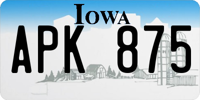 IA license plate APK875