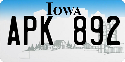 IA license plate APK892