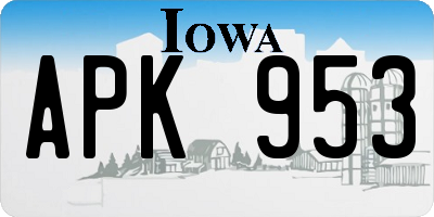 IA license plate APK953