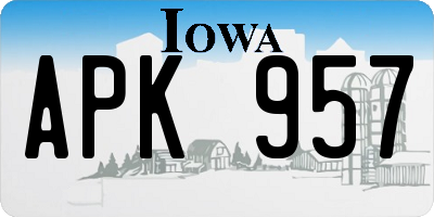 IA license plate APK957
