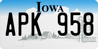 IA license plate APK958