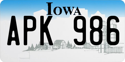 IA license plate APK986