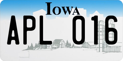 IA license plate APL016