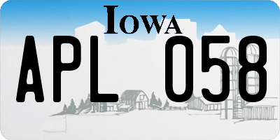 IA license plate APL058