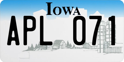 IA license plate APL071