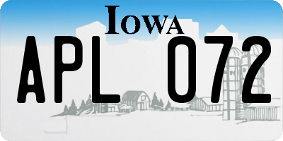 IA license plate APL072