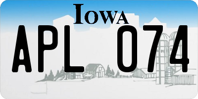 IA license plate APL074