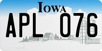 IA license plate APL076