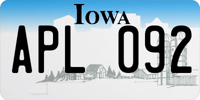 IA license plate APL092