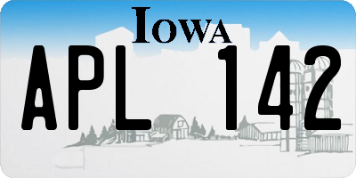 IA license plate APL142