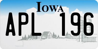 IA license plate APL196
