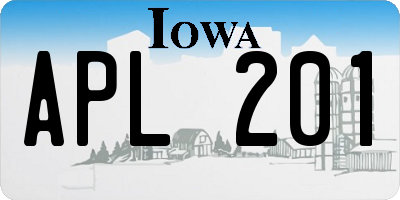 IA license plate APL201