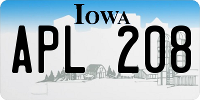 IA license plate APL208