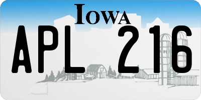 IA license plate APL216