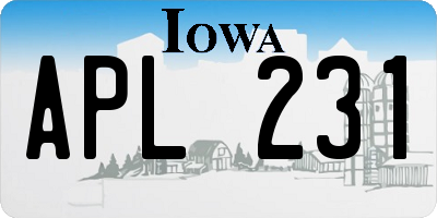 IA license plate APL231