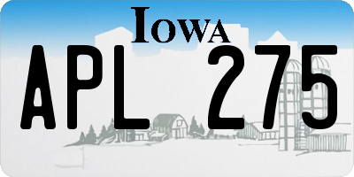 IA license plate APL275