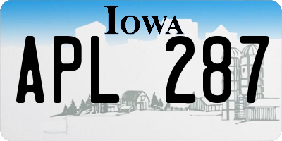 IA license plate APL287