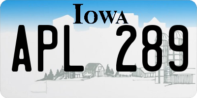 IA license plate APL289