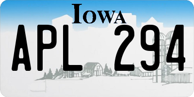IA license plate APL294