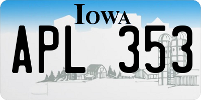IA license plate APL353