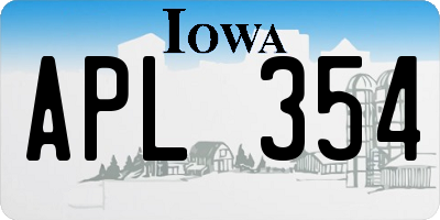 IA license plate APL354
