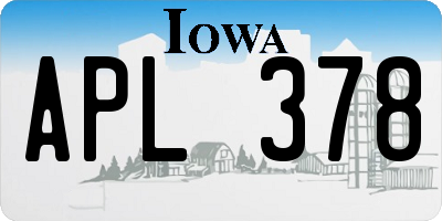 IA license plate APL378