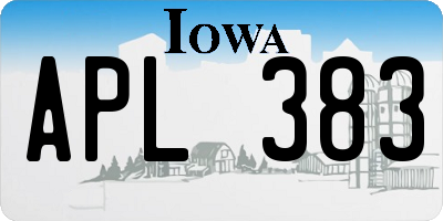 IA license plate APL383