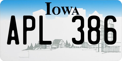 IA license plate APL386