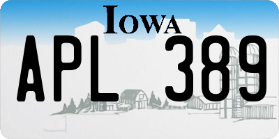 IA license plate APL389