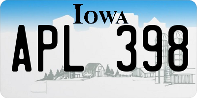 IA license plate APL398
