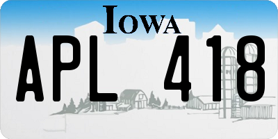 IA license plate APL418