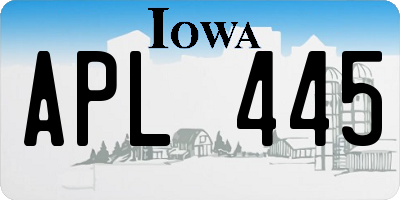 IA license plate APL445