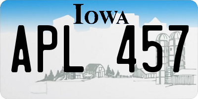 IA license plate APL457