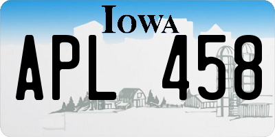 IA license plate APL458