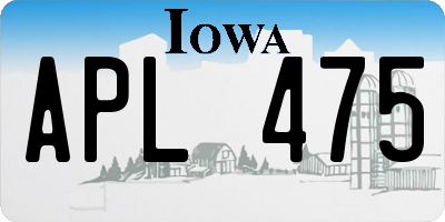 IA license plate APL475