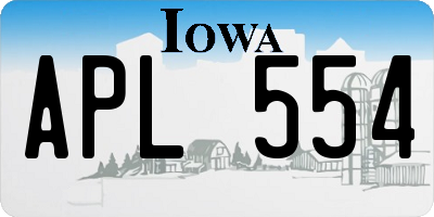 IA license plate APL554